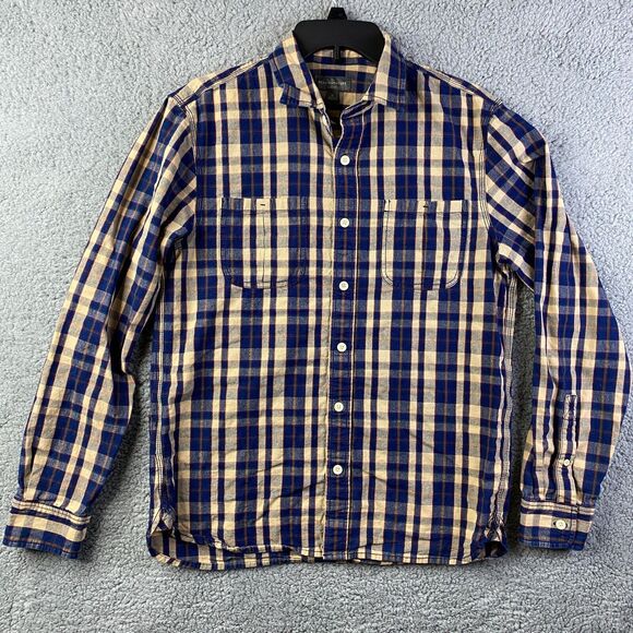 L.L. Bean Signature Men’s Button UP Medium Long Sleeve Shirt Plaid Black/Yellow - Picture 1 of 12
